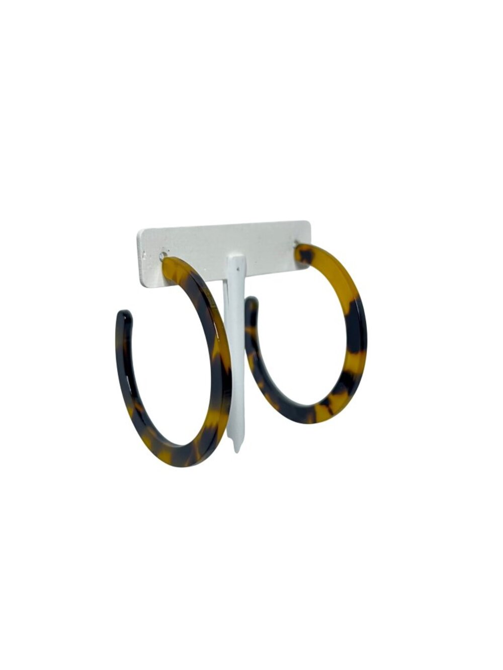 Large Tortoise Shell Hoop Pierced Earrings (6535)